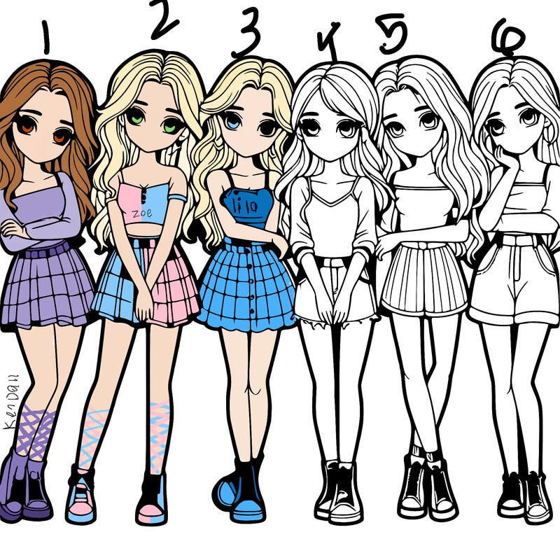 a group of girls realistic