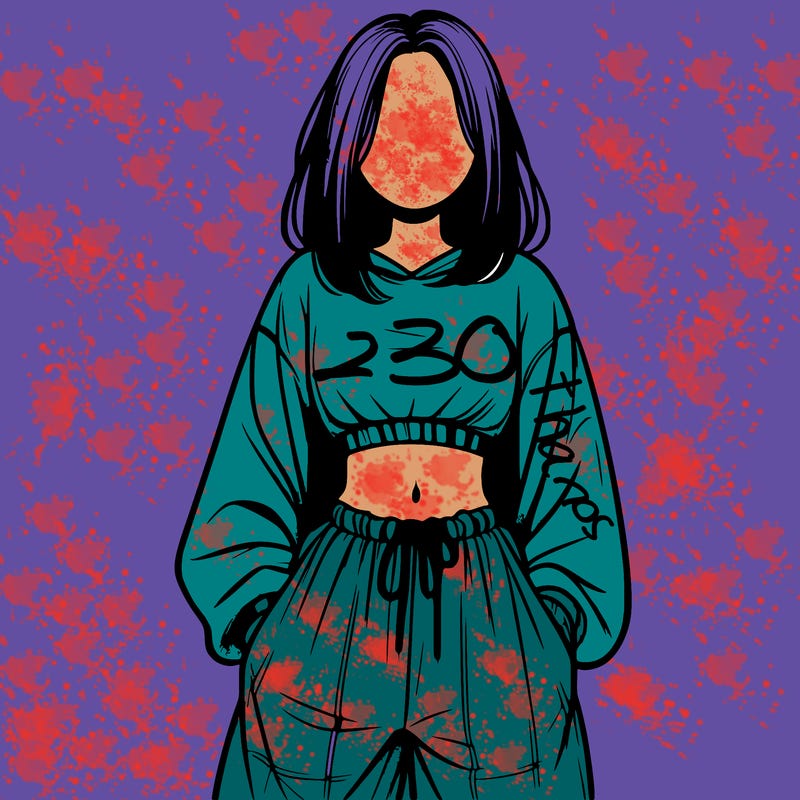 realistic girl faceless with baggy pants and a crop top