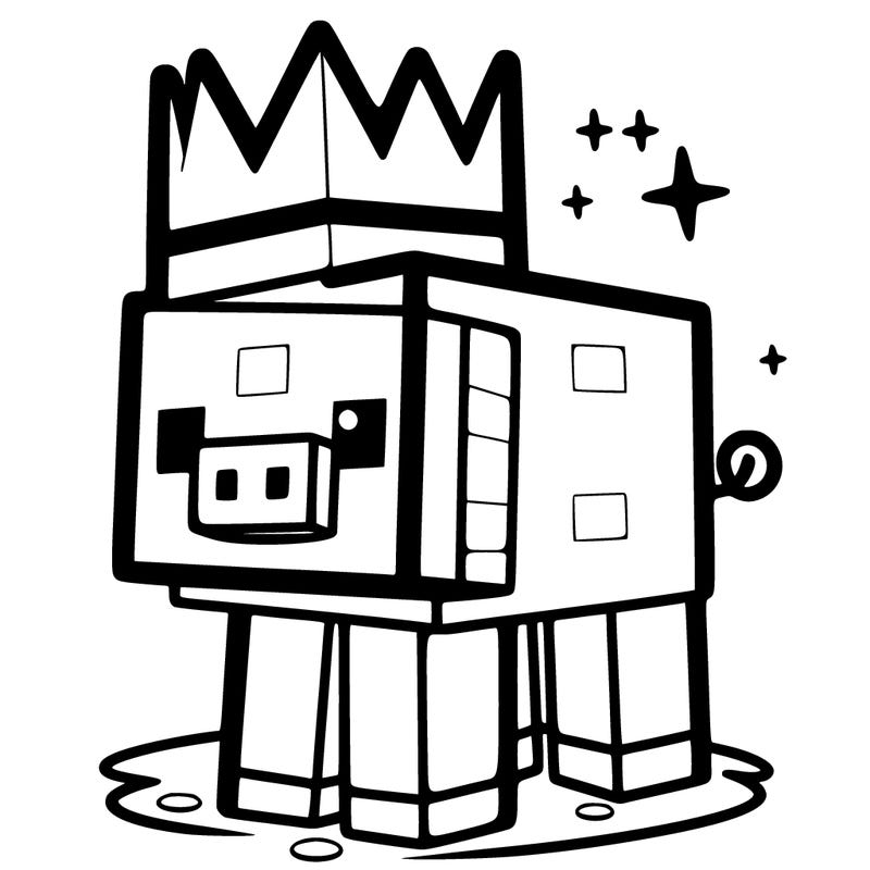 minecraft pig with crown
