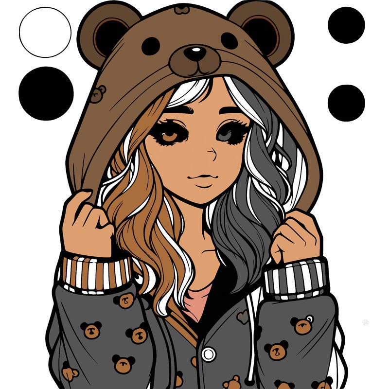 realistic girl in a animal pjs hoodie