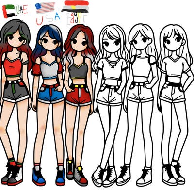 a group of girls wearing crop tops and shorts