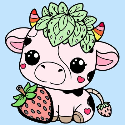 cute strawberry cow
