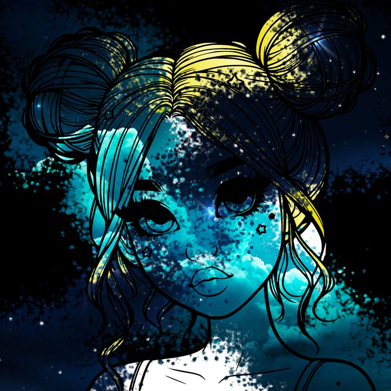 realistic girl with space buns