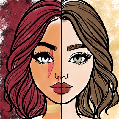 realistic girl split half