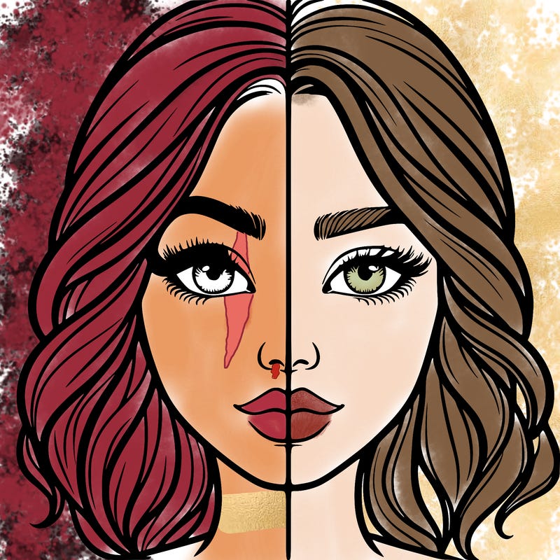 realistic girl split half