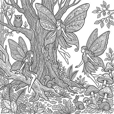Delight in the intricate beauty of Zentangle forest fairies, gracefully woven into a mystical woodland scene. This captivating coloring page combines fantastical elements with meditative patterns, offering hours of creative relaxation.