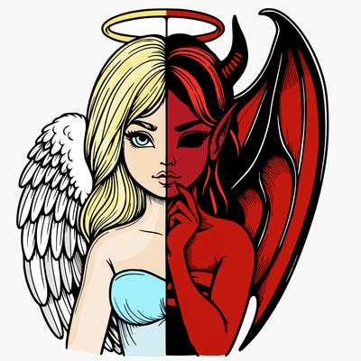 realistic angel half demon