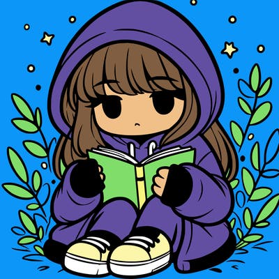 girl in oversized hoodie reading a book