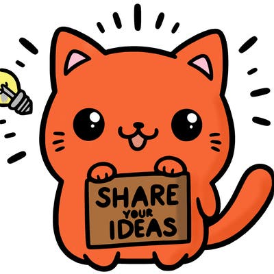 a cute cat saying share your ideas