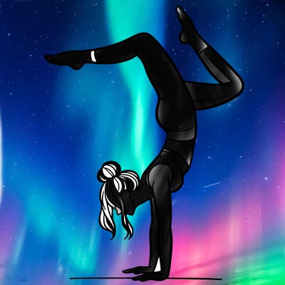 a woman doing a handstand