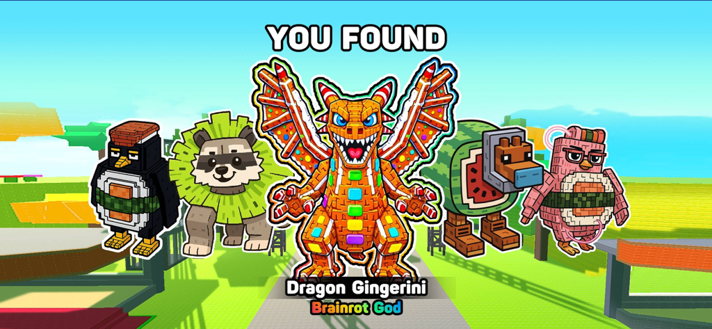 Find it: Brainrots Mod explore - Criatura Dios Brainrot Dragon Gingerini desbloqueada en la biblioteca de criaturas