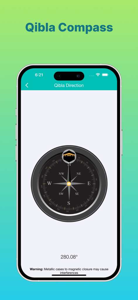 Islam Pro: Quran Prayer Qibla - Qibla compass in Islam Pro app showing the direction towards Makkah