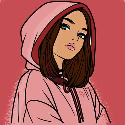 a realistic girl in a hoodie