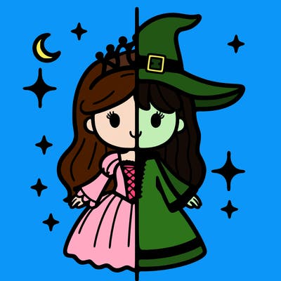 split princess and witch