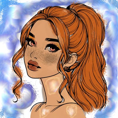 realistic girl with a ponytail on her hair and lips