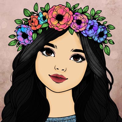 realistic girl with flower crown