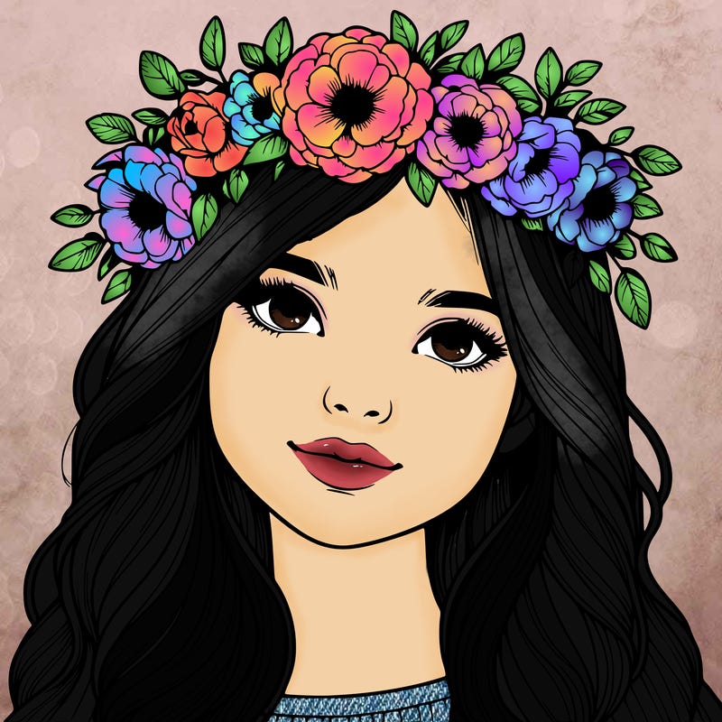 realistic girl with flower crown
