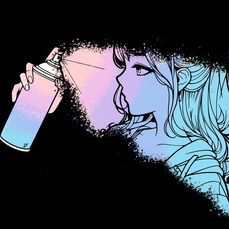 a realistic girl spray, painting