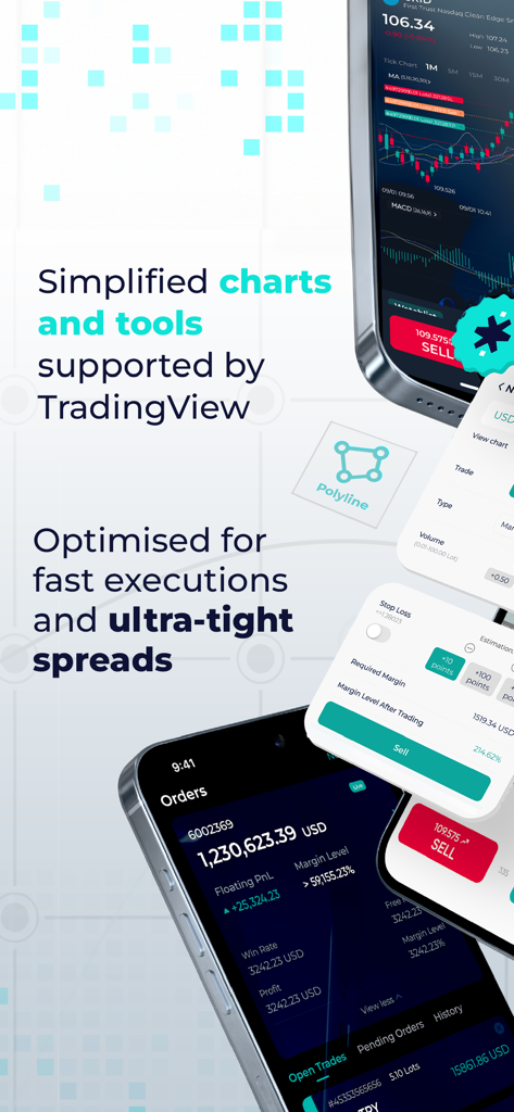 Pantallas de la aplicación STARTRADER que muestran gráficos financieros y herramientas de operaciones profesionales en dispositivos móviles