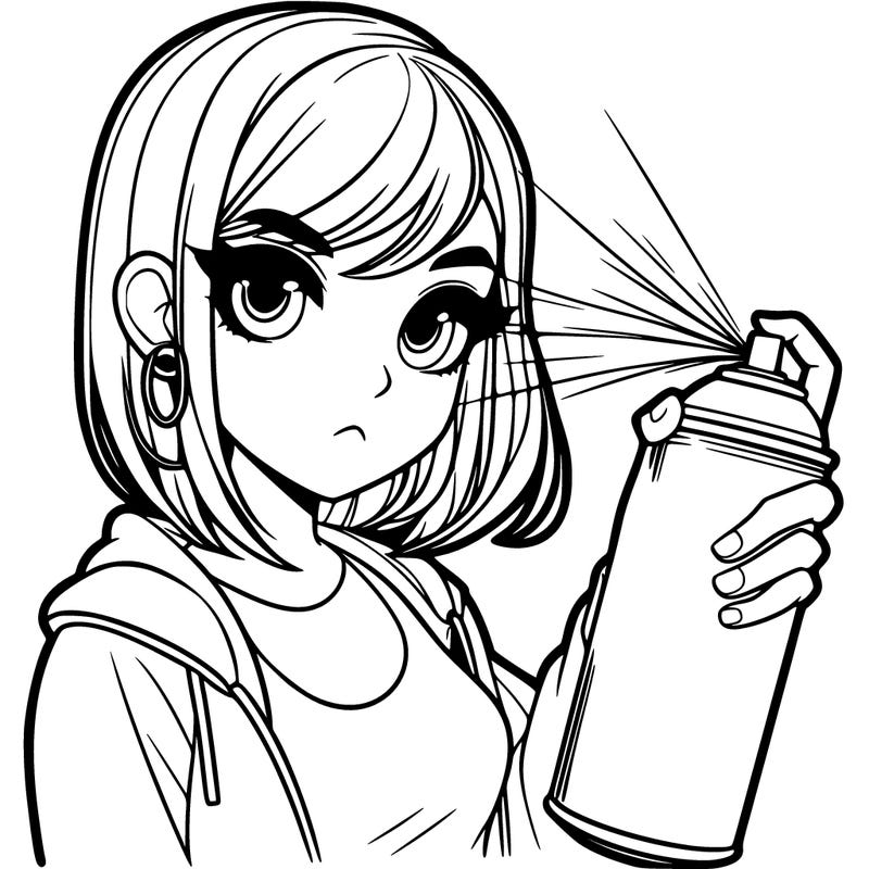 a realistic girl spray, painting