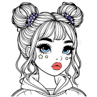 realistic girl with space buns