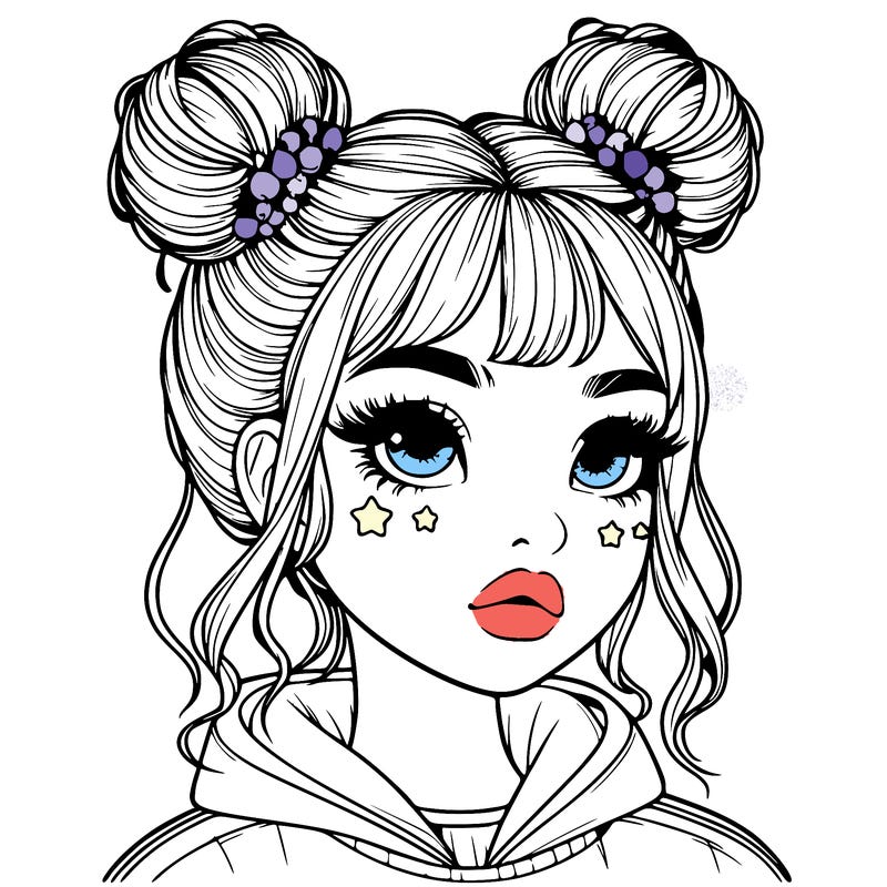 realistic girl with space buns