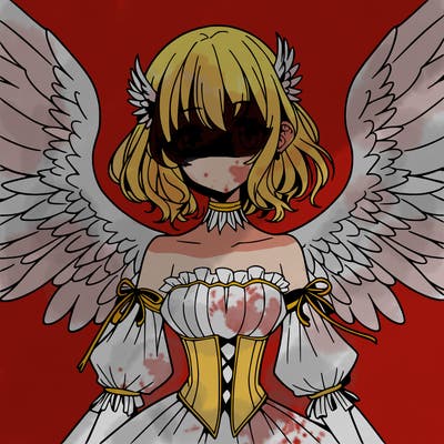manga woman with large wings