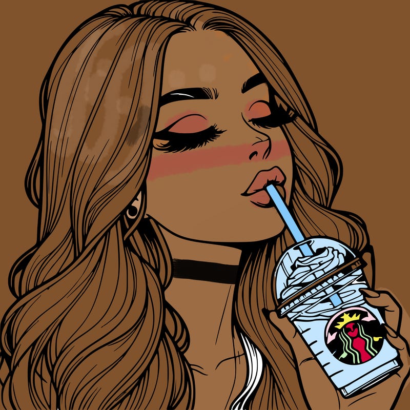 realistic girl drinking starbucks