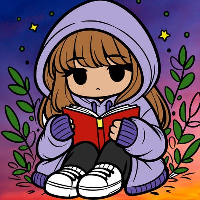 girl in oversized hoodie reading a book