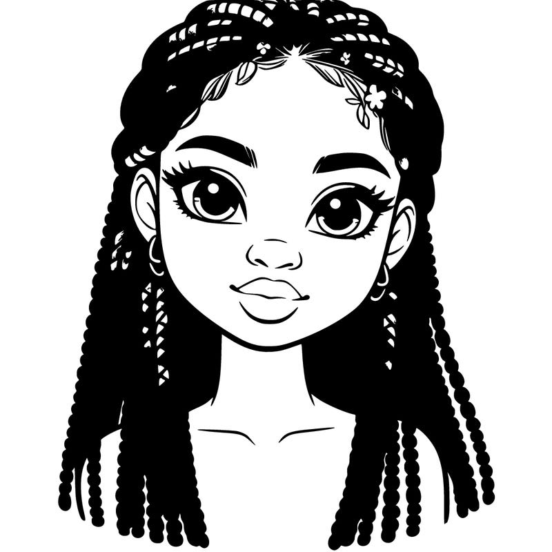 a realistic black girl with braids