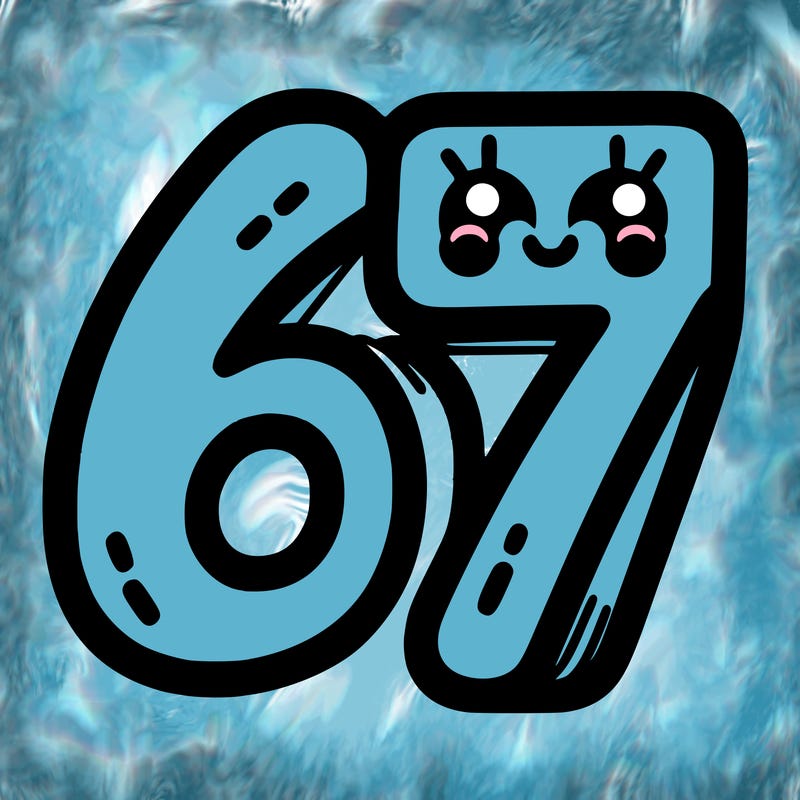 the numbers 67