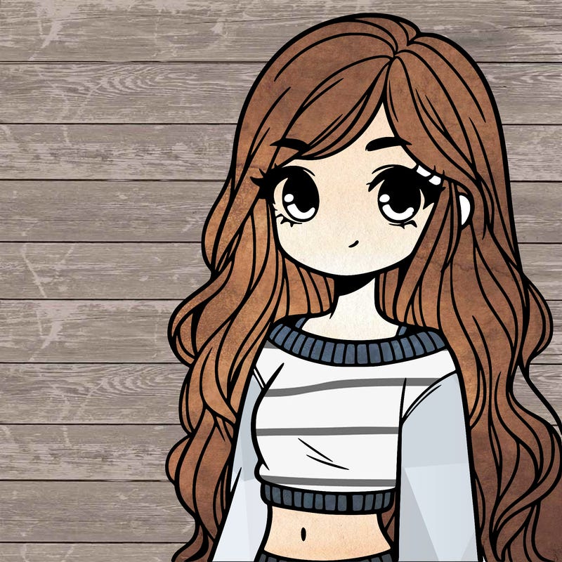 girl with long hair and a crop top with a sweater