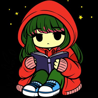girl in oversized hoodie reading a book