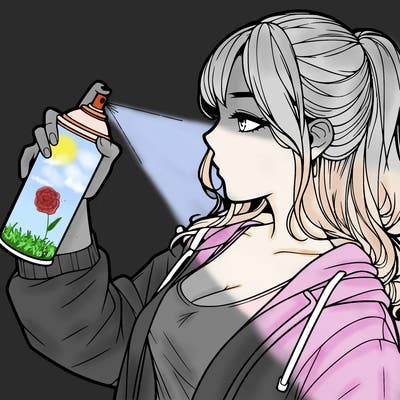 a realistic girl spray, painting