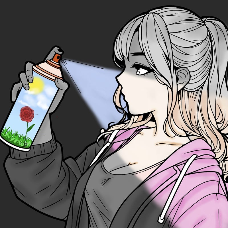 a realistic girl spray, painting