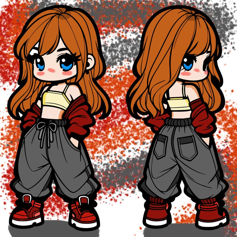 girl in crop top and baggy pants