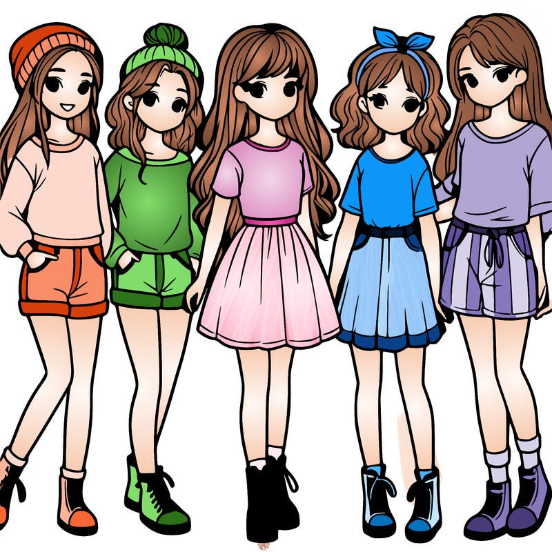 a group of five girls