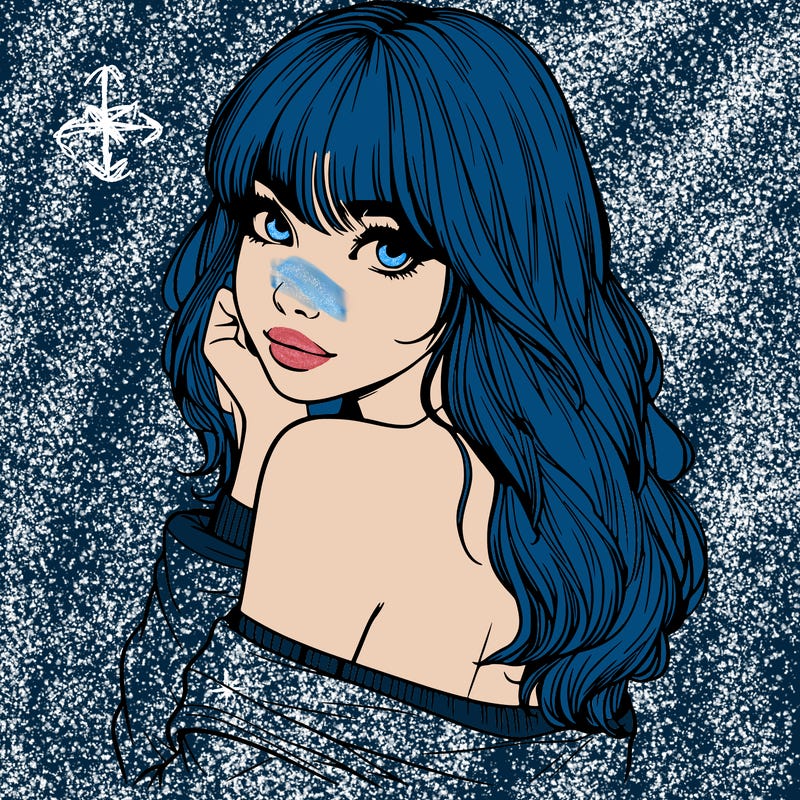 realistic girl with bangs looking over her shoulder