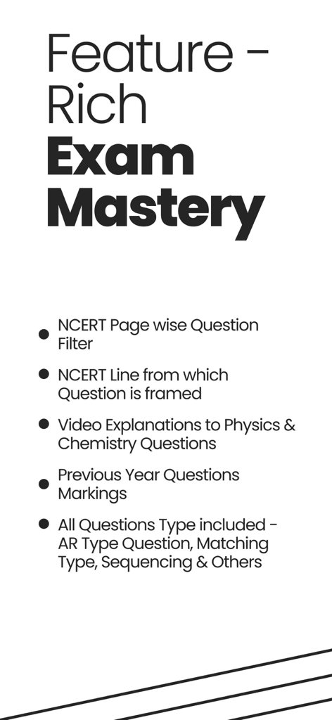 NEETprep Essential - A list of NEETprep Essential features highlighting NCERT filters video explanations and question types for exam mastery