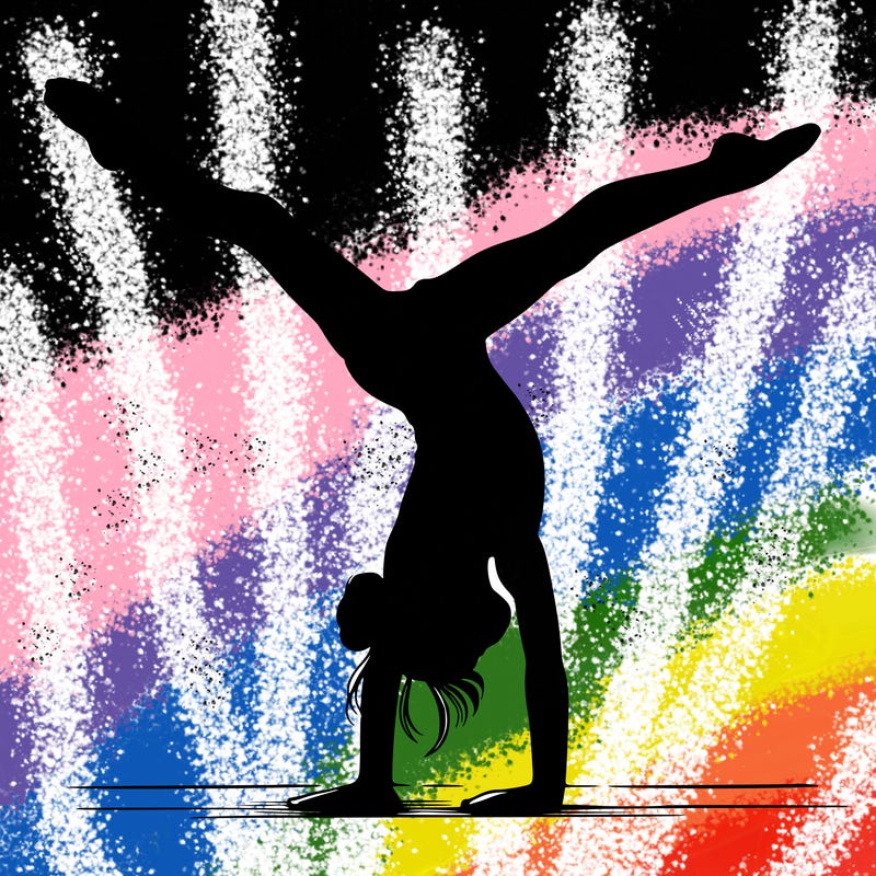 realistic gymnastic hand stand girl in four splits