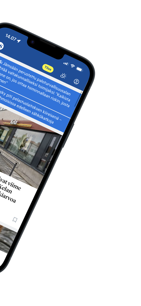 iPhone screen displaying local Finnish news articles in the Jamsan Seutu app