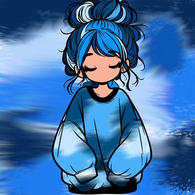 girl with baggy sweatshirt and messy bun