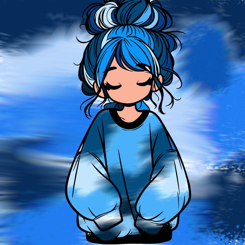 girl with baggy sweatshirt and messy bun