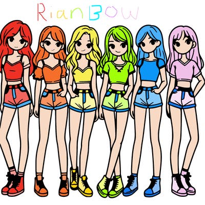 a group of girls wearing crop tops and shorts