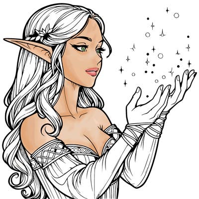 realistic elf girl doing magic