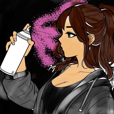 a realistic girl spray, painting