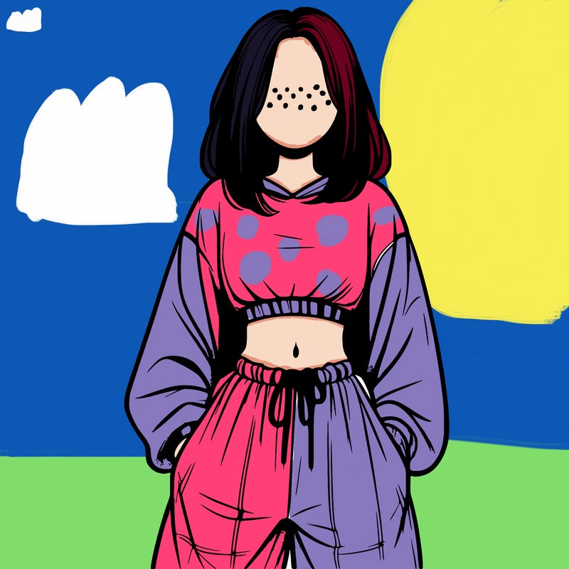 realistic girl faceless with baggy pants and a crop top