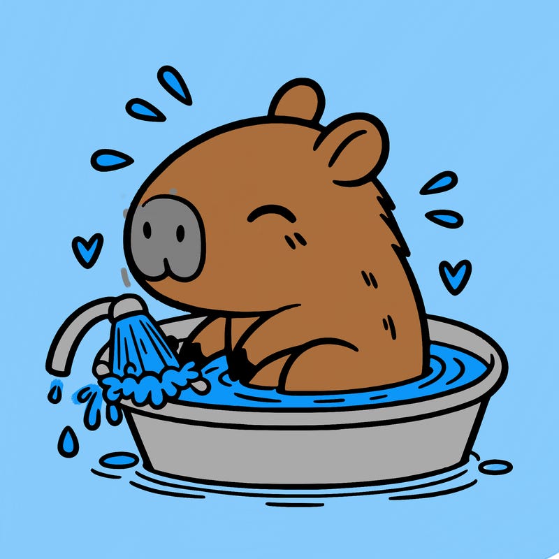capybara taking a bath