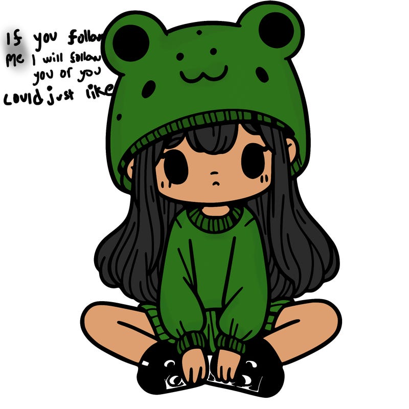 a girl wearing a frog hat and some frog socks