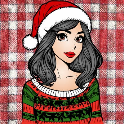 realistic lady in a christmas sweater